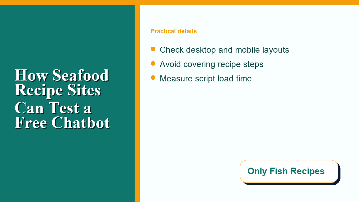 A recipe site staging test on laptop and phone with a support chat bubble positioned away from the recipe card.
