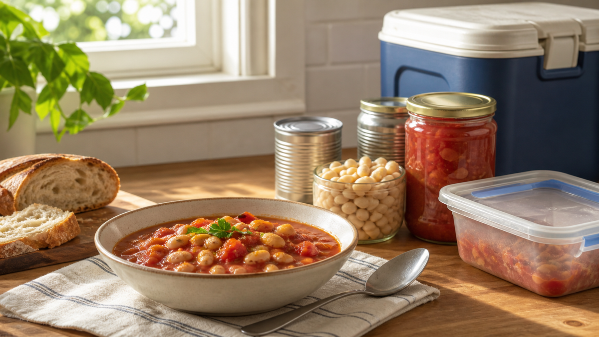 Backup pantry meal prepared independently from the fishing catch